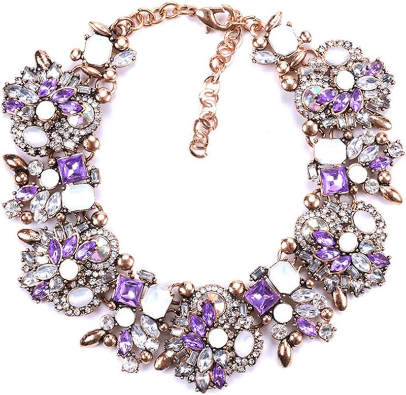 Zthread Bib Statement Necklace Colorful Glass Crystal Collar Choker Necklace for Women Fashion Accessories - Image 1